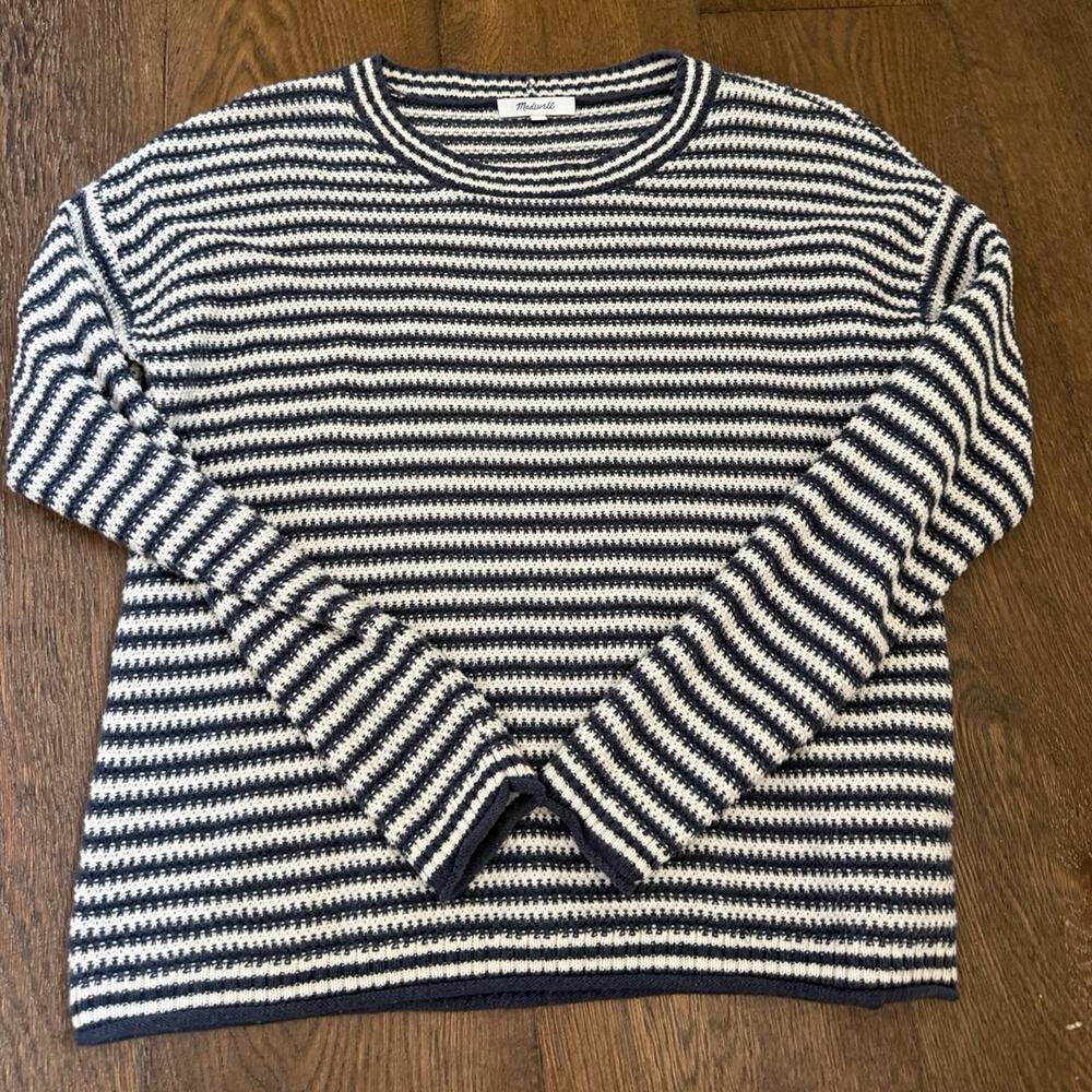 Madewell Navy Nautical Striped Knit Lightweight Sweater Sz S